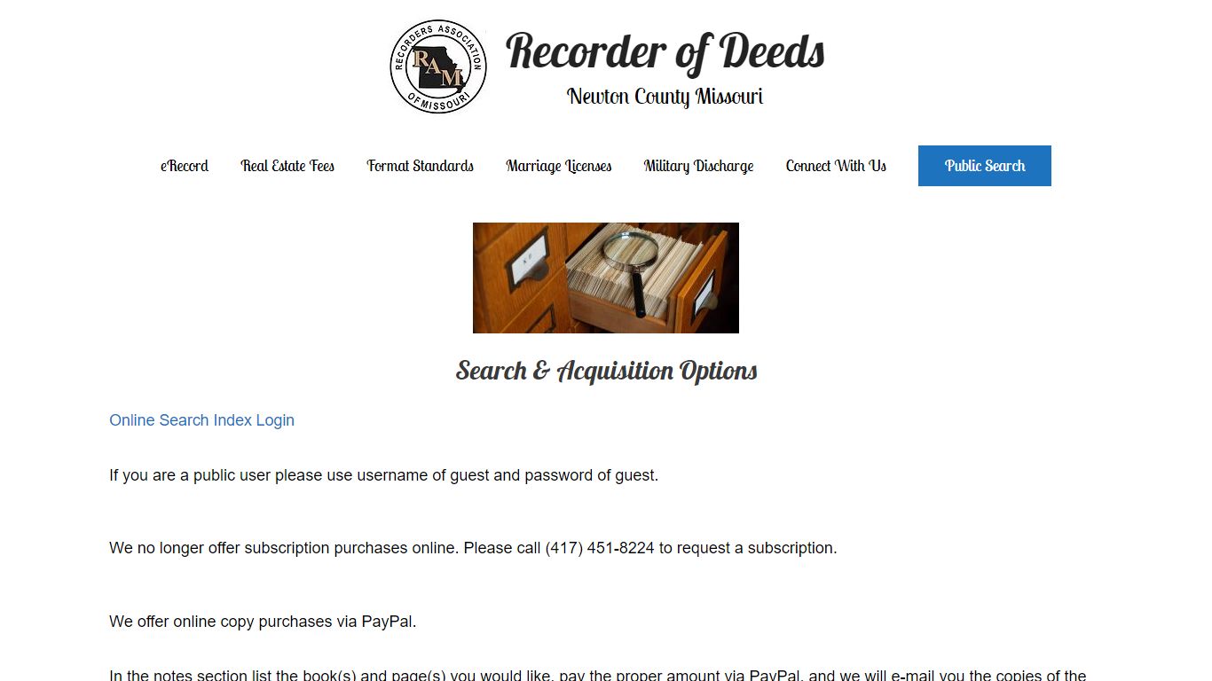Public Search - Recorder of Deeds – Newton County Missouri